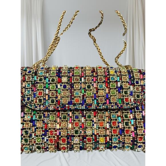 Glamorous Jewel-Encrusted Handbag with Chain Strap – Formal/Event Purse - Picture 3 of 8
